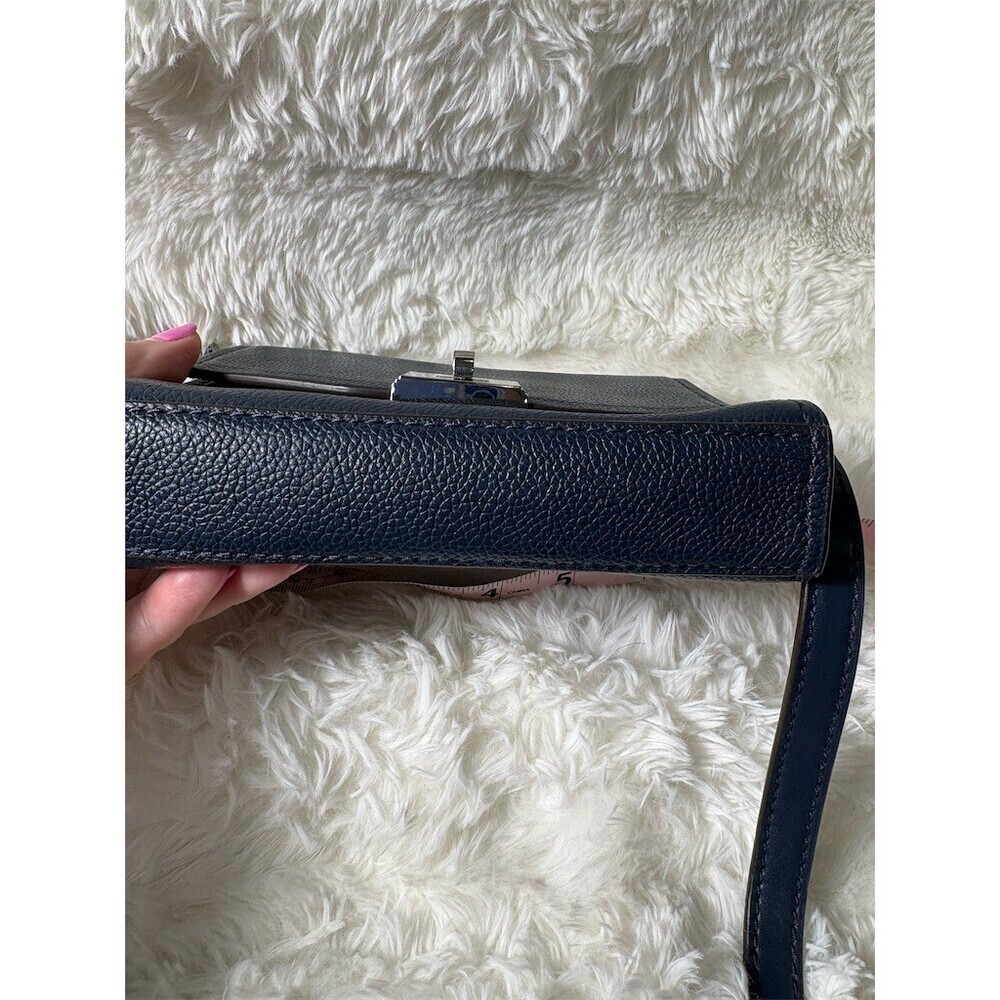 Michael Kors Crossbody Bag Womens Small Navy Blue Turn Lock w/ COA - Picture 4 of 13